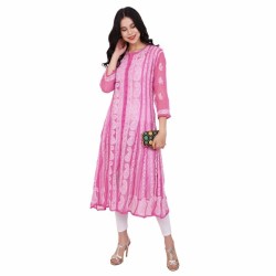 Women's Printed Cotton Kurti - Pink Women's Printed Cotton Kurti - Pink